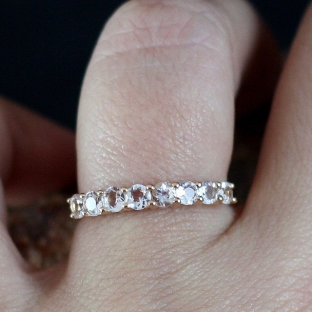 Morganite Half Eternity Ring Size 4.5